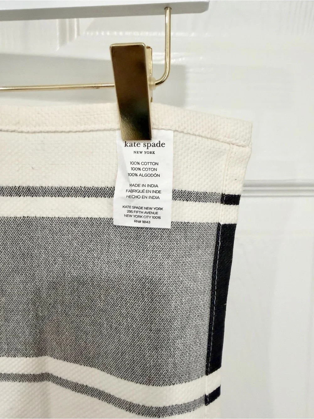 Kate Spade New York Stirring the Pot Black Stripe Cotton Kitchen Hand Towel
